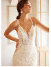 Ivory 3D Lace Tulle Keyhole Back Top Fashion Wedding Dress